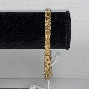 8" 10 Kt Gold Nugget Bracelet w/chain catch